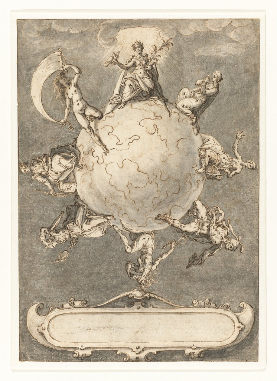 Design pro poslední tisk ze série Omnium rerum vicissitudo est od Jacob de Gheyn (II)