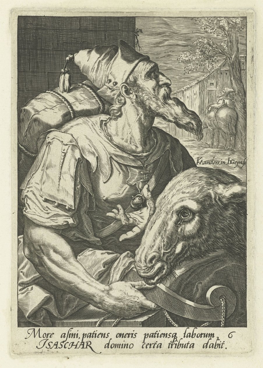 Praotec Issachar Předkové Izraele (název série) Dvanáct synů Jákobových (název série) od Jacob de Gheyn (II)