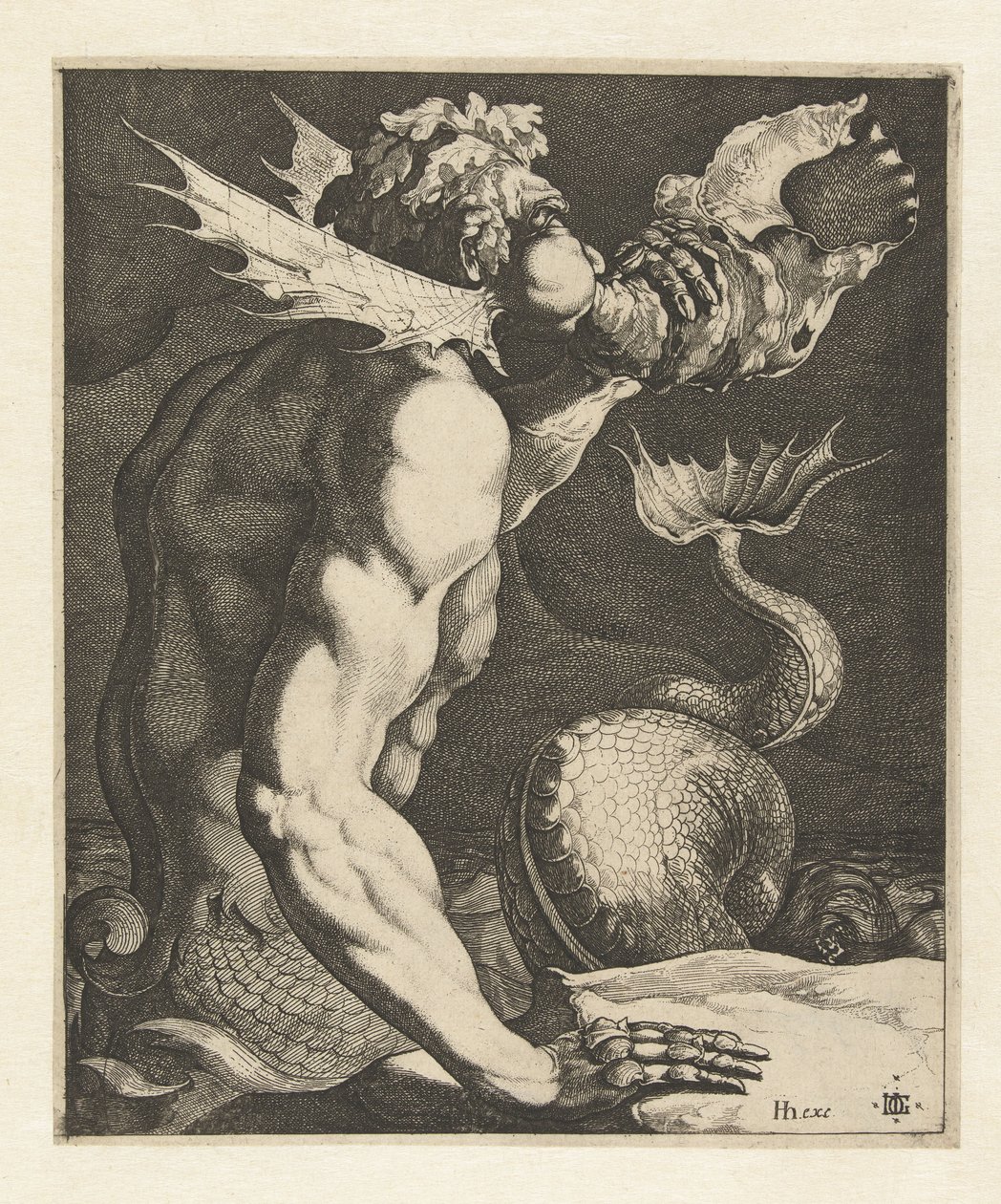 Triton foukající na skořápku od Jacob de Gheyn (III)