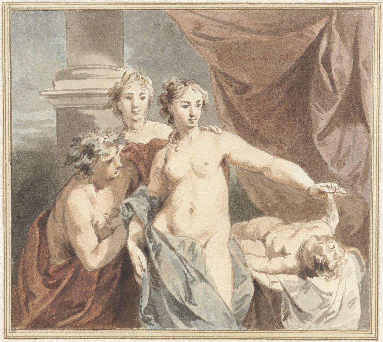 Ceres, Venuše, Bakchus a spící Amor od Jacob de Wit