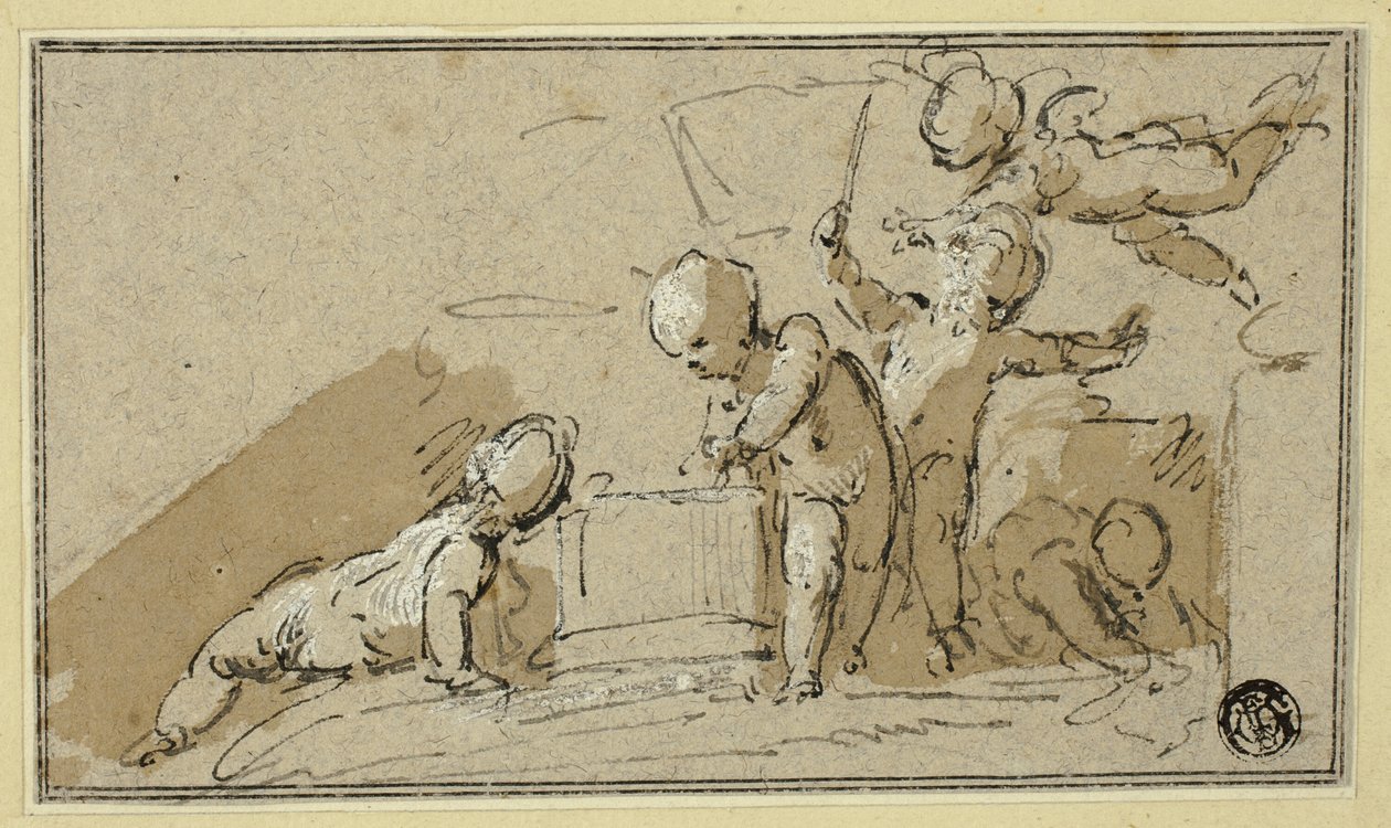 Pět Putti ve hře od Jacob de Wit