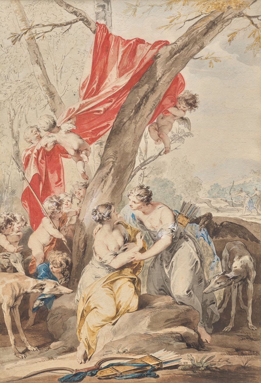 Jupiter (v podobě Diany) a Kallisto od Jacob de Wit