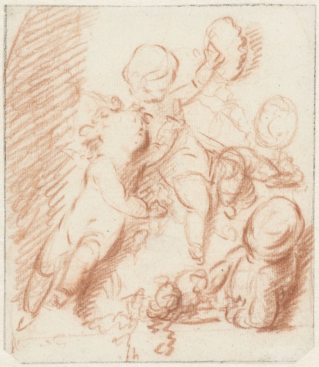 Design pro dvířka nebo komínový kus se třemi putti od Jacob de Wit