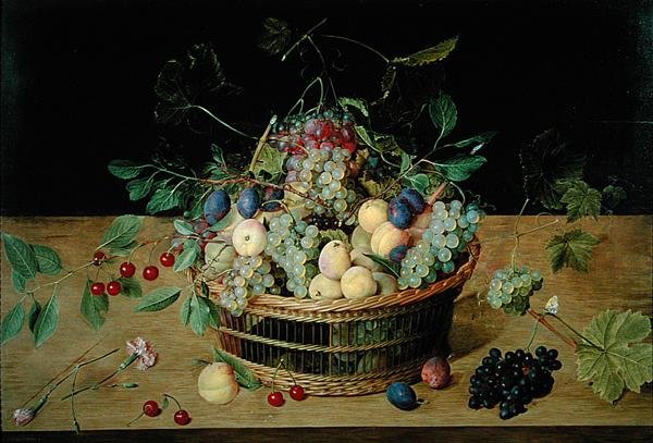 Košík ovoce (olej na desce) od Jacob van Hulsdonck