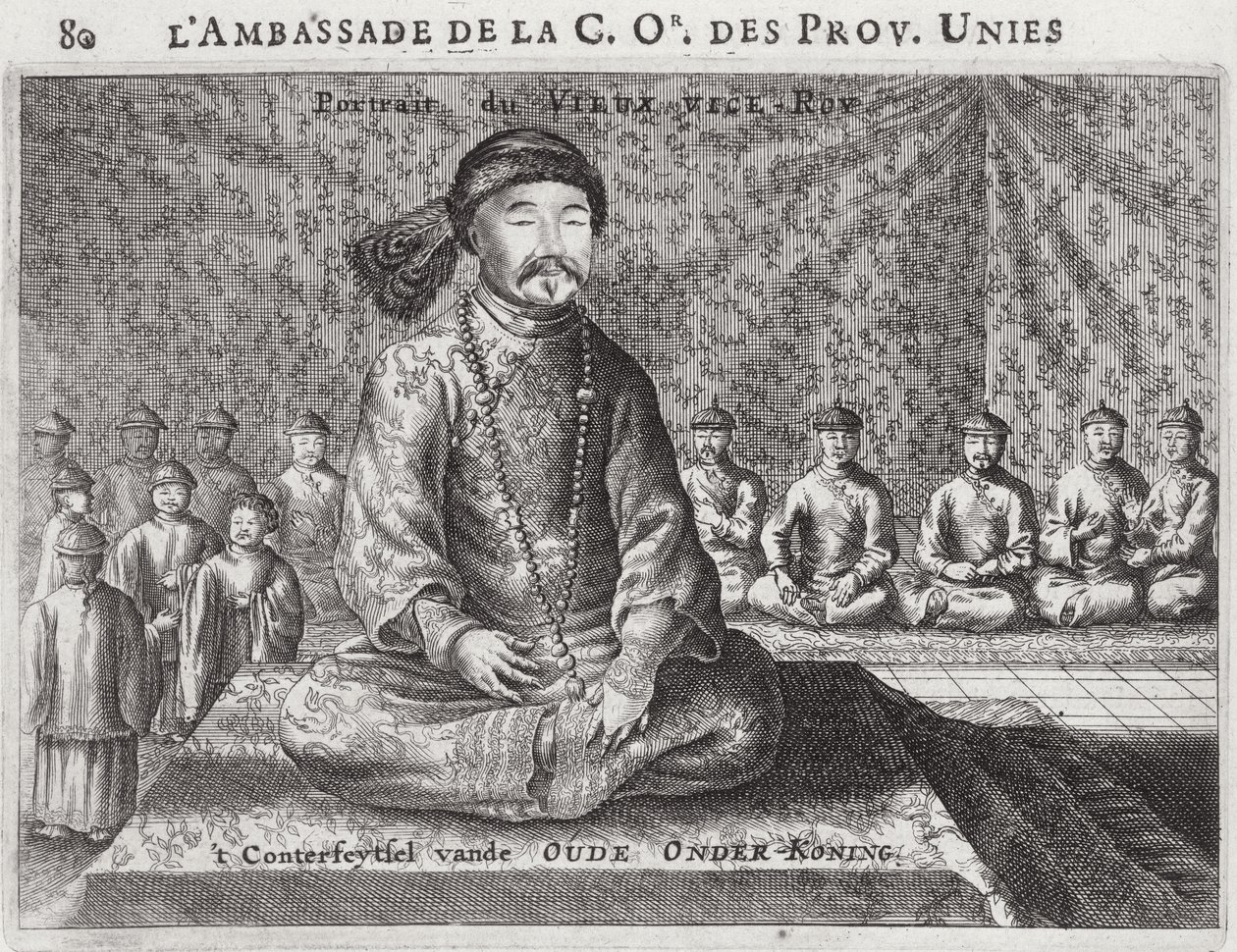 Portrét starého místokrále, z popisu holandského velvyslanectví v Číně, 1665 od Jacob van Meurs