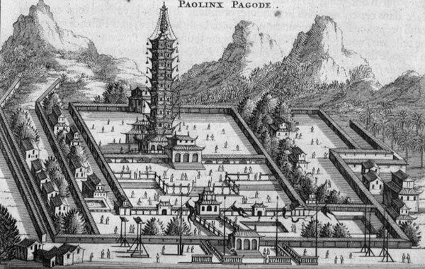 Pagoda Paolinx, z účtu holandského velvyslanectví v Číně od Jacob van Meurs