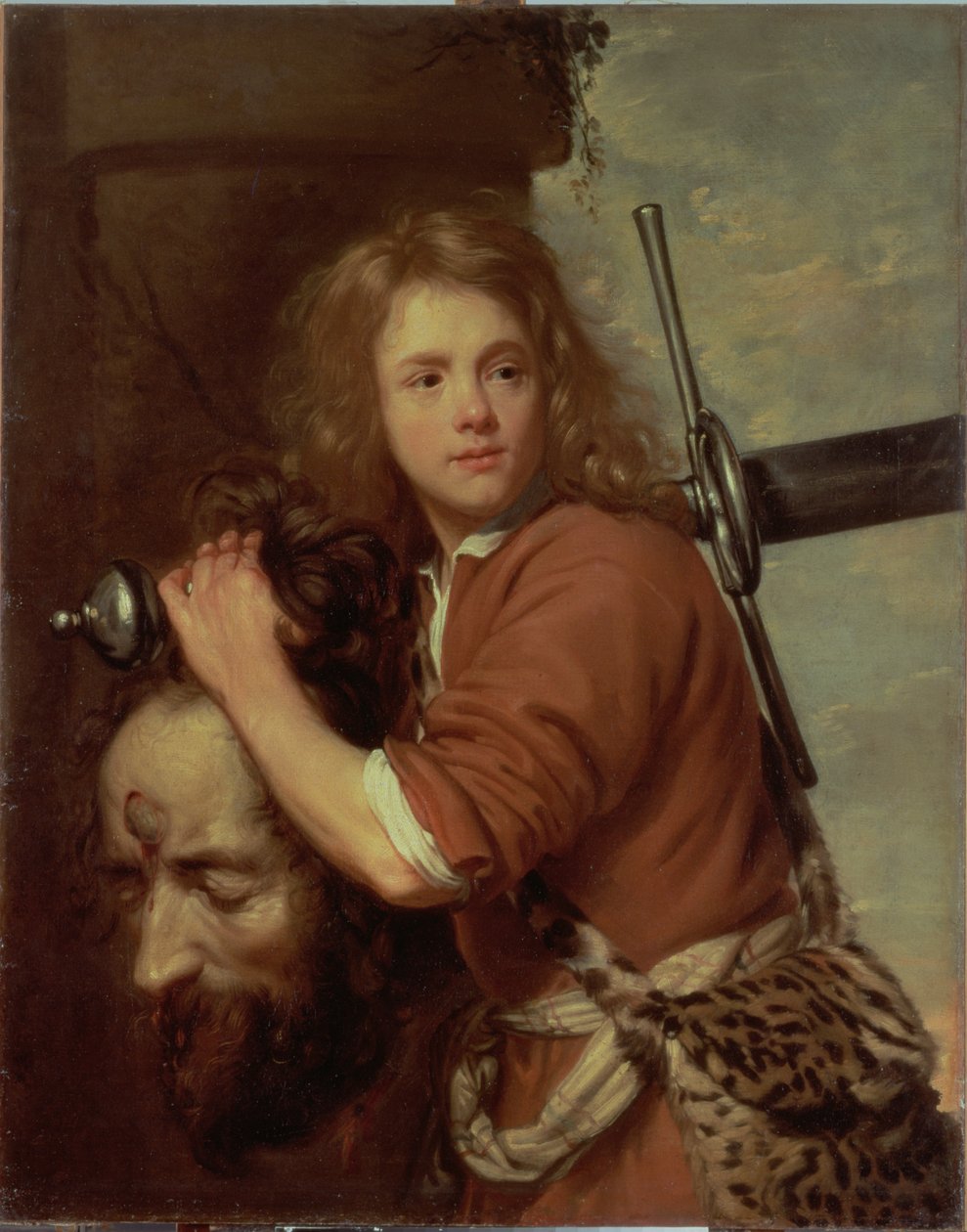 David nesoucí hlavu Goliáše, 1643 od Jacob van Oost