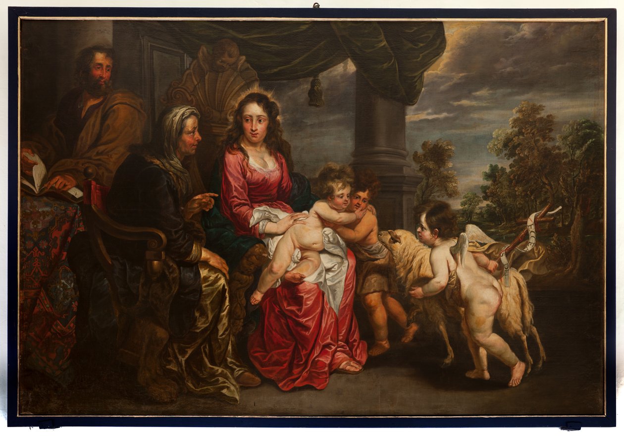 Svatá rodina se svatým Janem Křtitelem a Josefem, J. Van Oost. Konec 17. století (malba) od Jacob van Oost