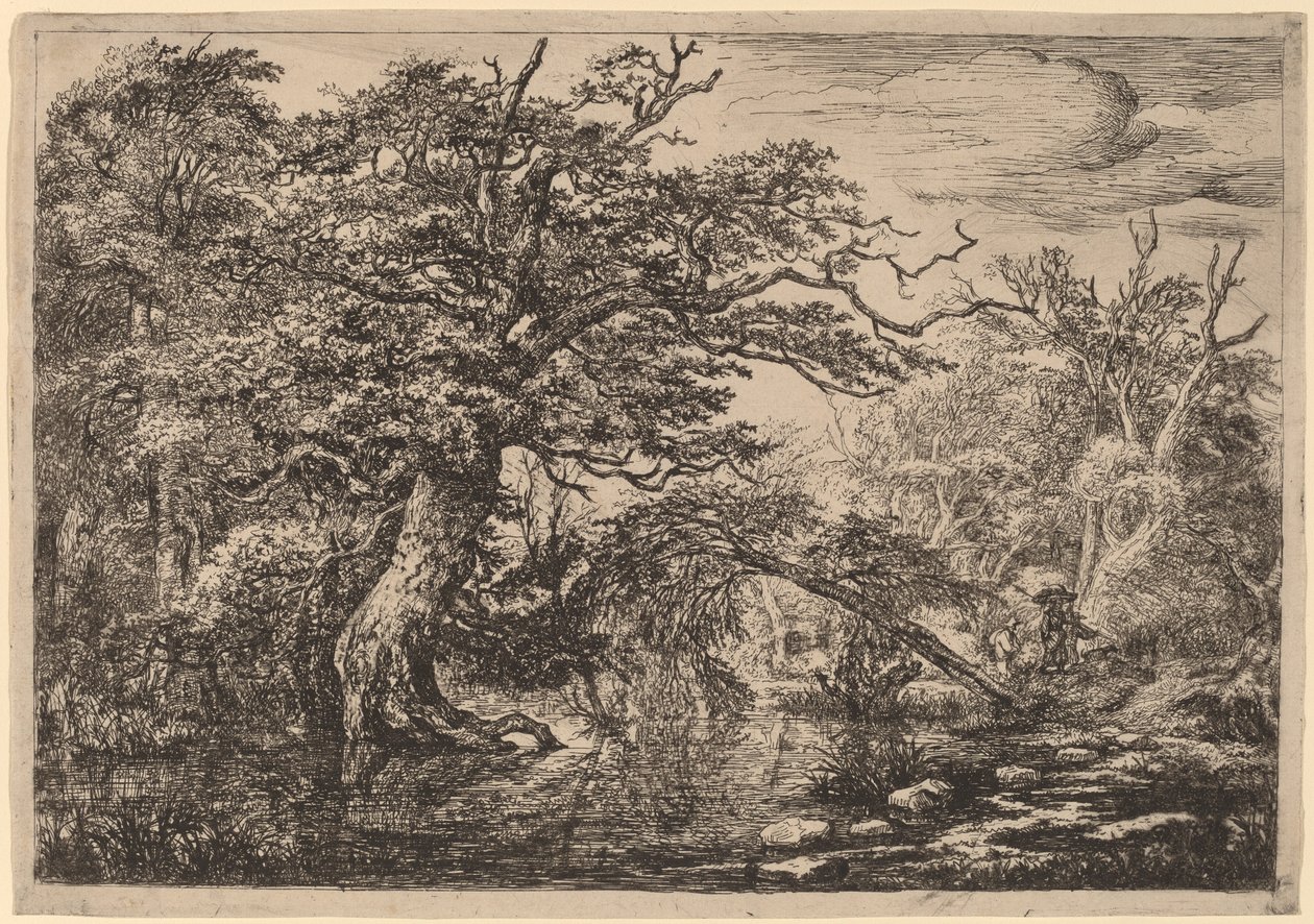 Lesní močál s cestovateli na břehu (The Travelers) od Jacob van Ruisdael