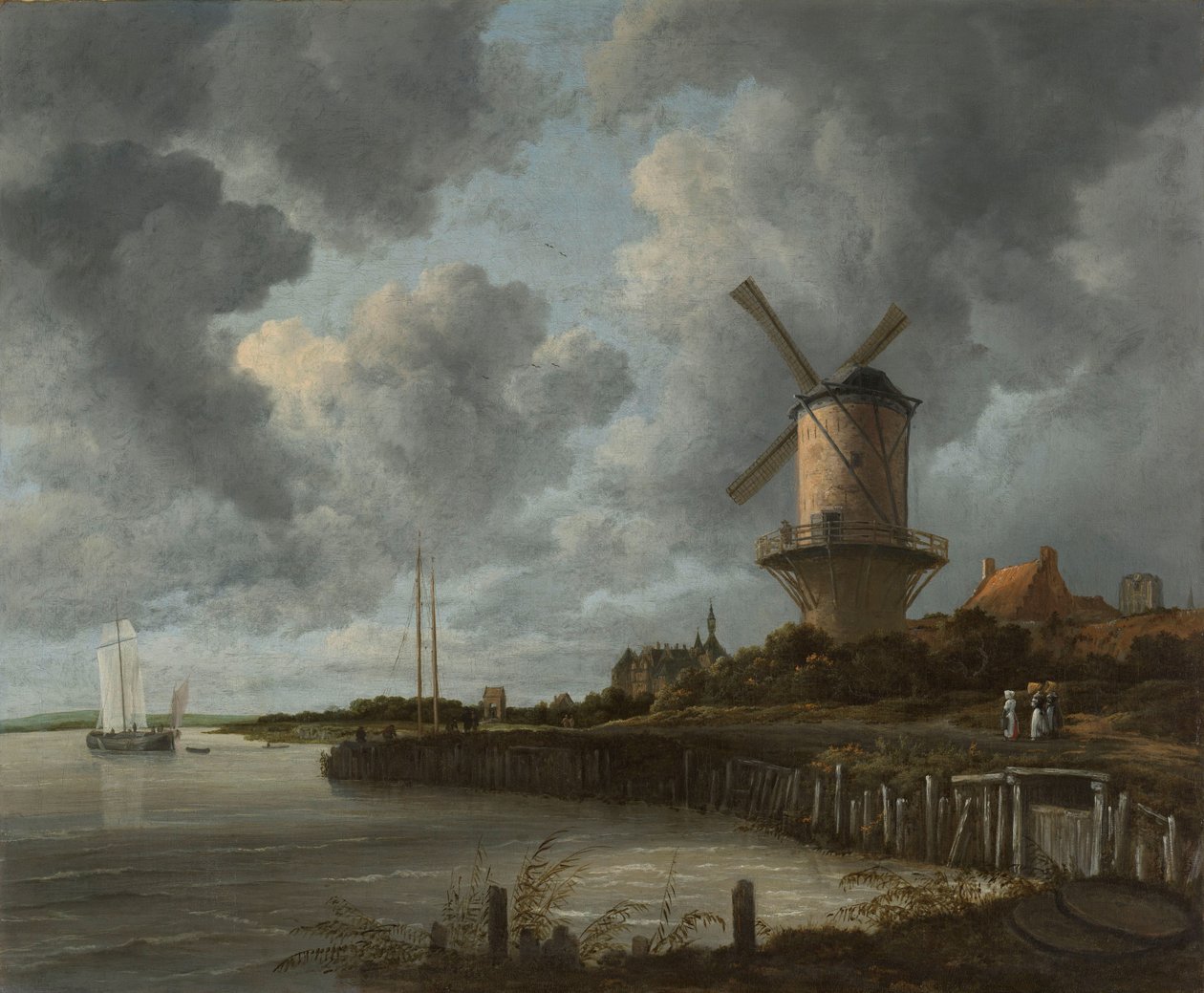 Holandsky: Větrný mlýn ve Wijk bij Duurstede od Jacob van Ruisdael