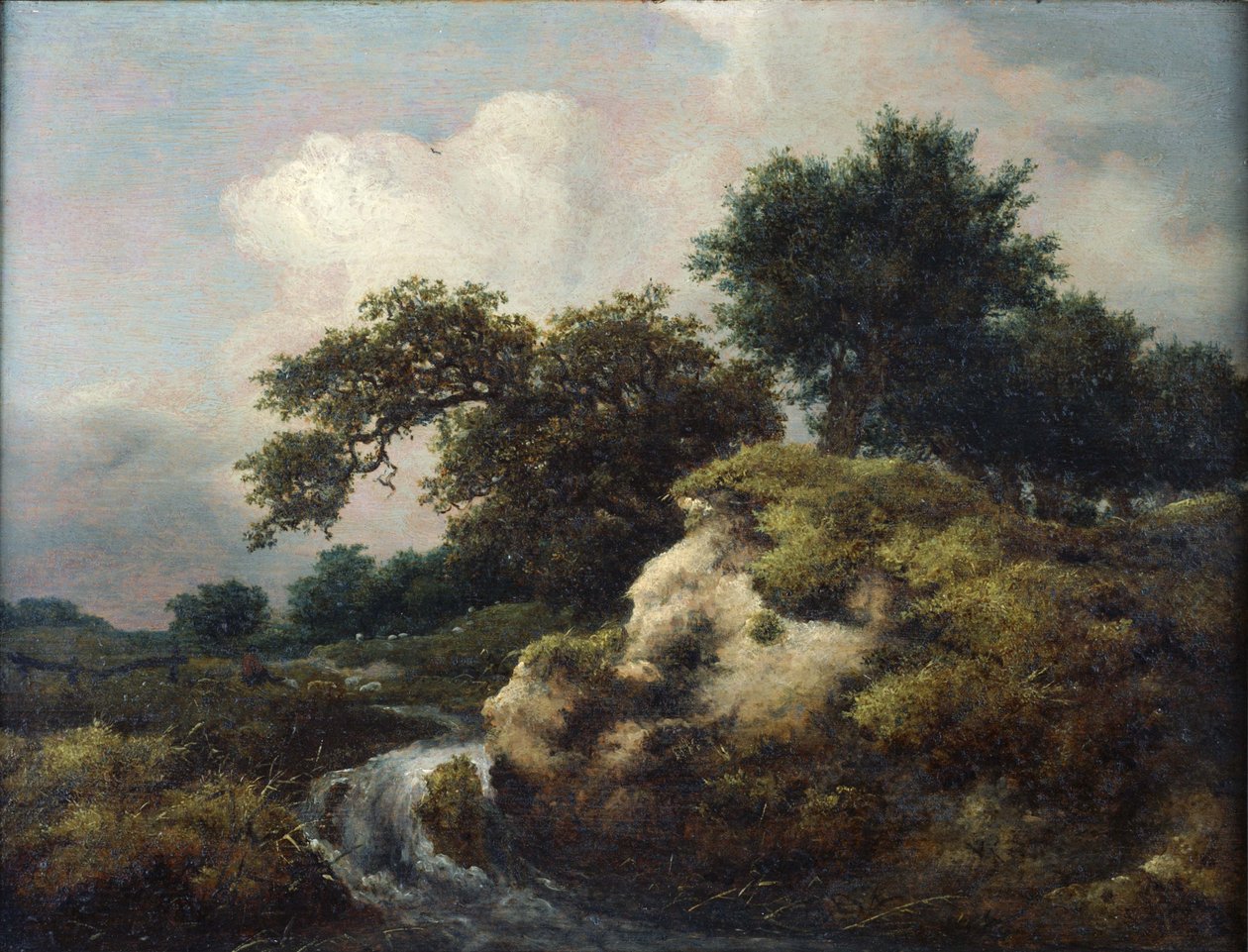 Krajina s dunou a malým vodopádem od Jacob van Ruisdael