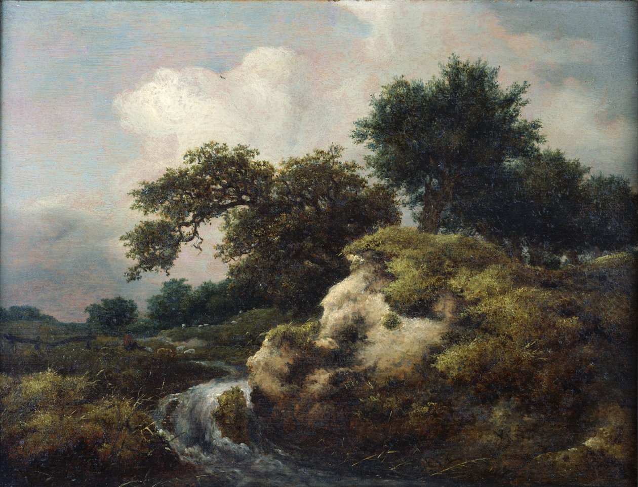 Krajina s dunou a malým vodopádem od Jacob van Ruisdael