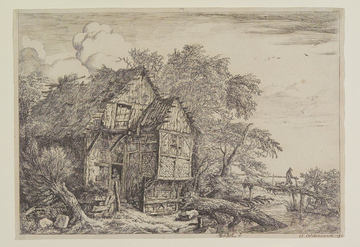 Chalupa a lávka od Jacob van Ruisdael