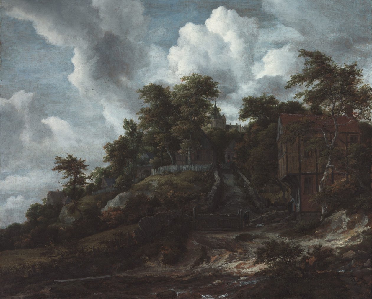 Zalesněná stráň s výhledem na hrad Bentheim od Jacob van Ruisdael