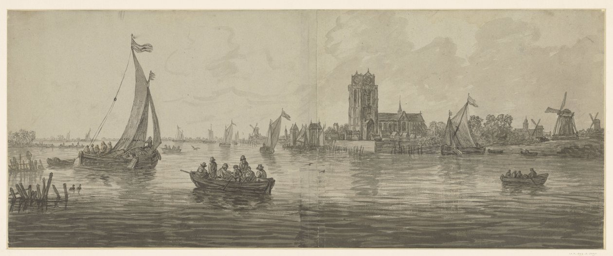 Pohled na Dordrecht od jihozápadu od Jacob van Strij
