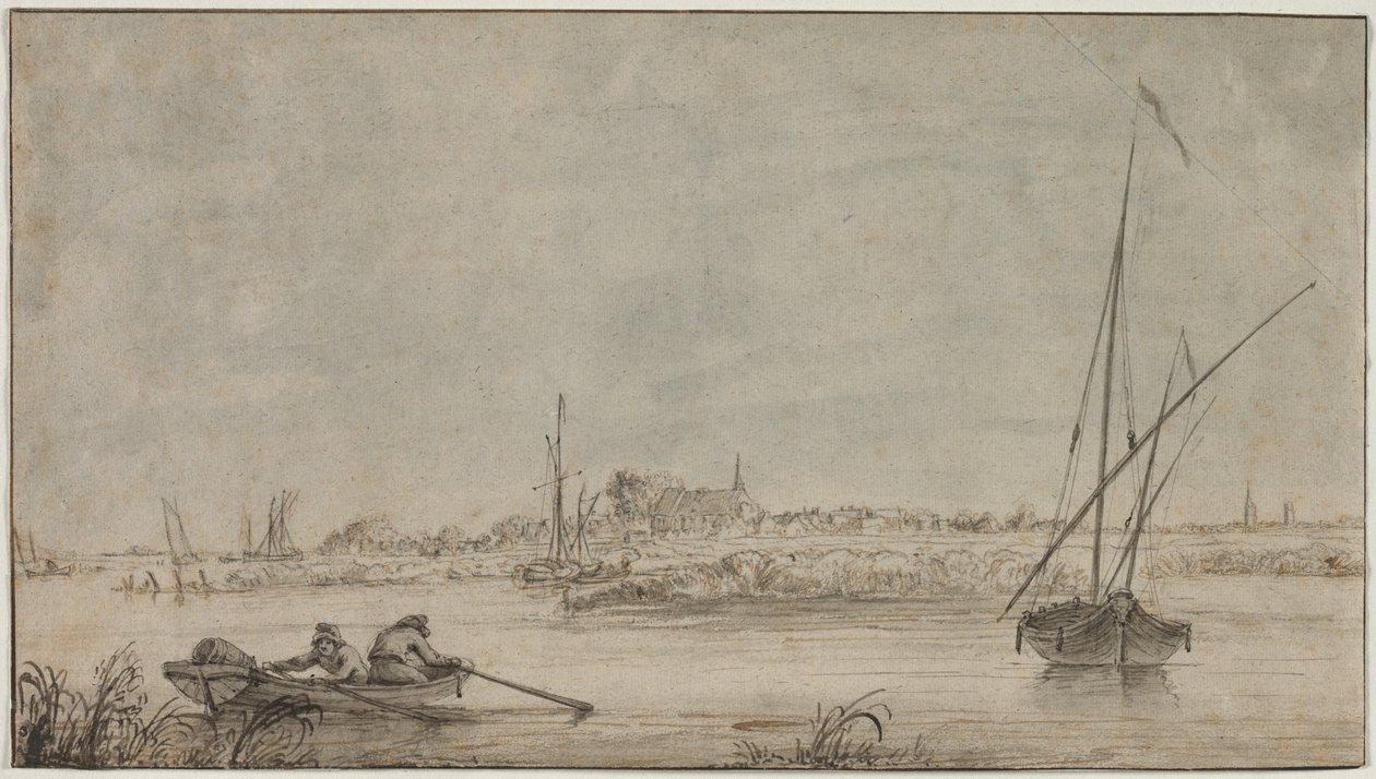 Pohled na Dordrecht od řeky, 1775-1815. od Jacob van Strij