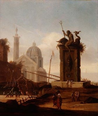 Italské capriccio ve středomořském přístavu od Jacob van der Ulft