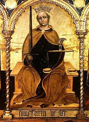 Spravedlnost mezi sv. Michalem a sv. Gabrielem, detail spravedlnosti, 1421 od Jacobello del Fiore