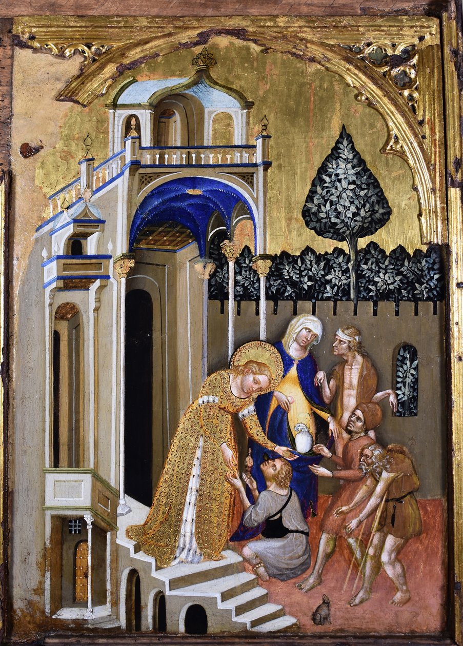 Lucie dává almužnu, kolem roku 1410. od Jacobello del Fiore.