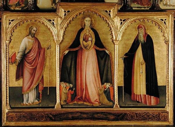 Panna s dítětem se sv. Jakubem Větším a sv. Antonínem (tempera na panelu) od Jacobello del Fiore