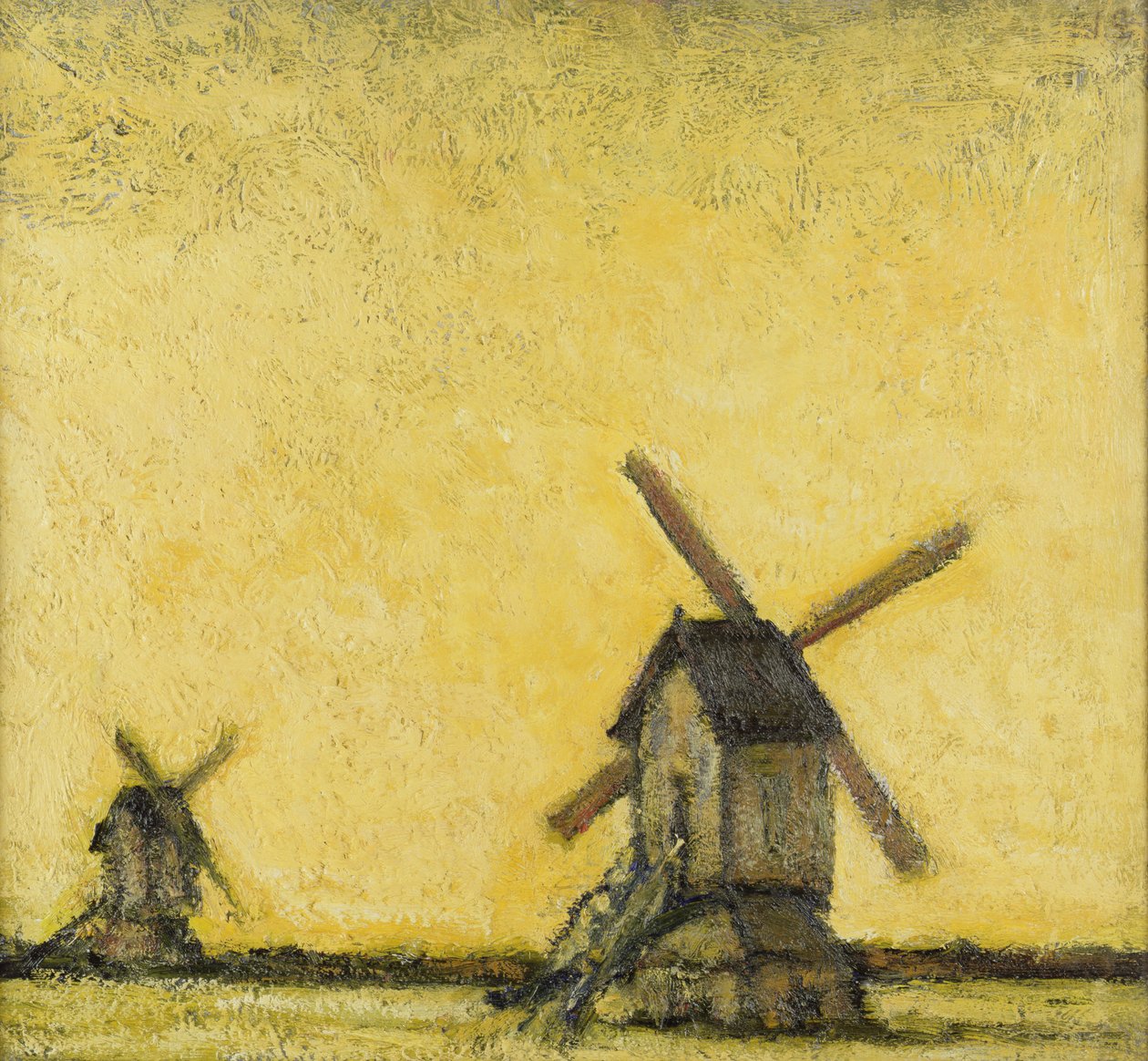 Krajina se dvěma větrnými mlýny, kolem roku 1900 od Jacobs Smits
