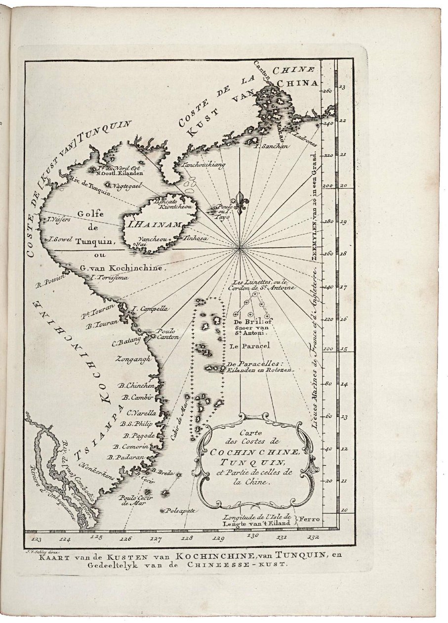Mapa pobřeží Tonquinu a Cochinchiny od Jacobus van der Schley