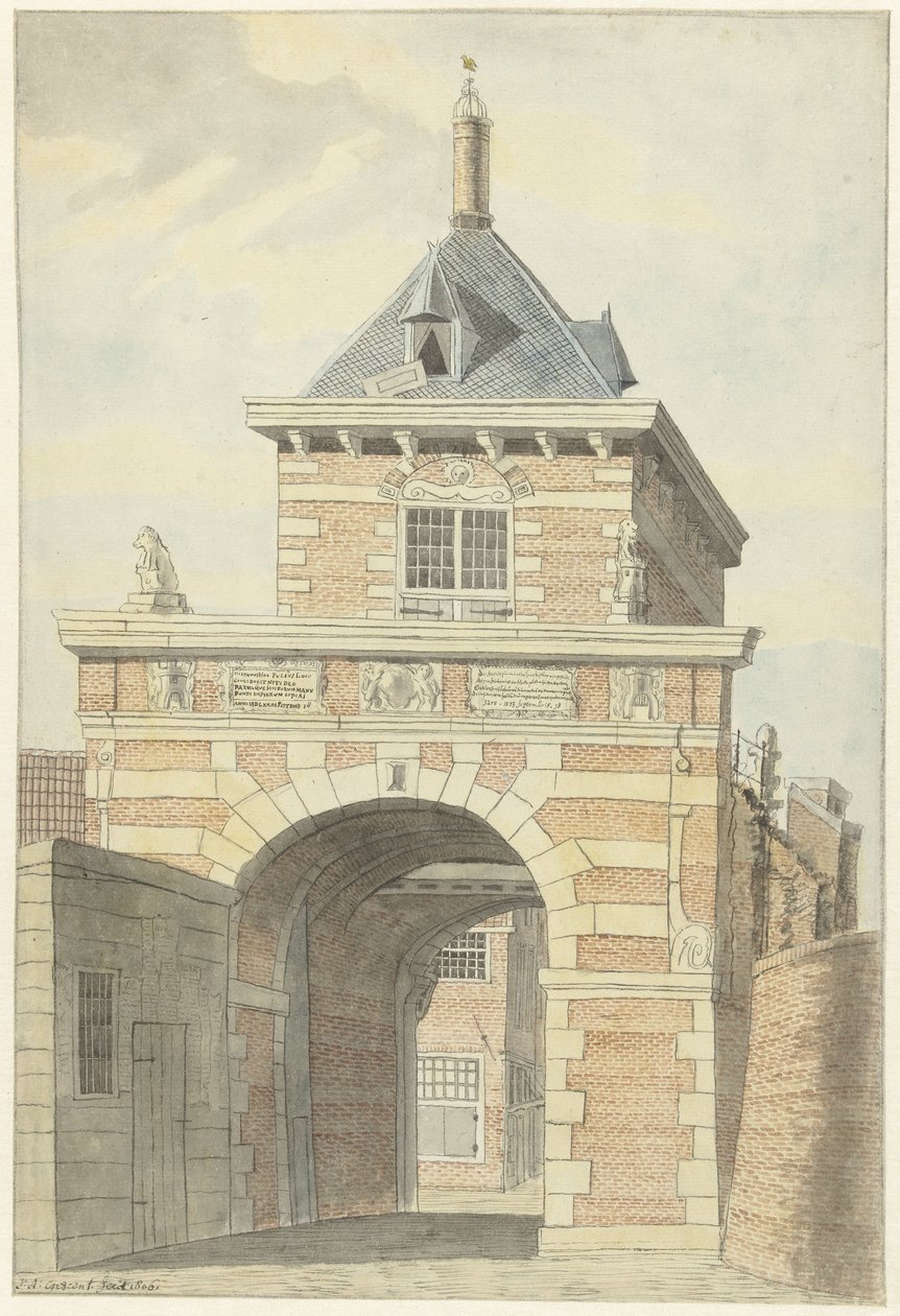 Pohled na staré Vriesche Poort v Alkmaaru od Jacobus Andreas Crescent