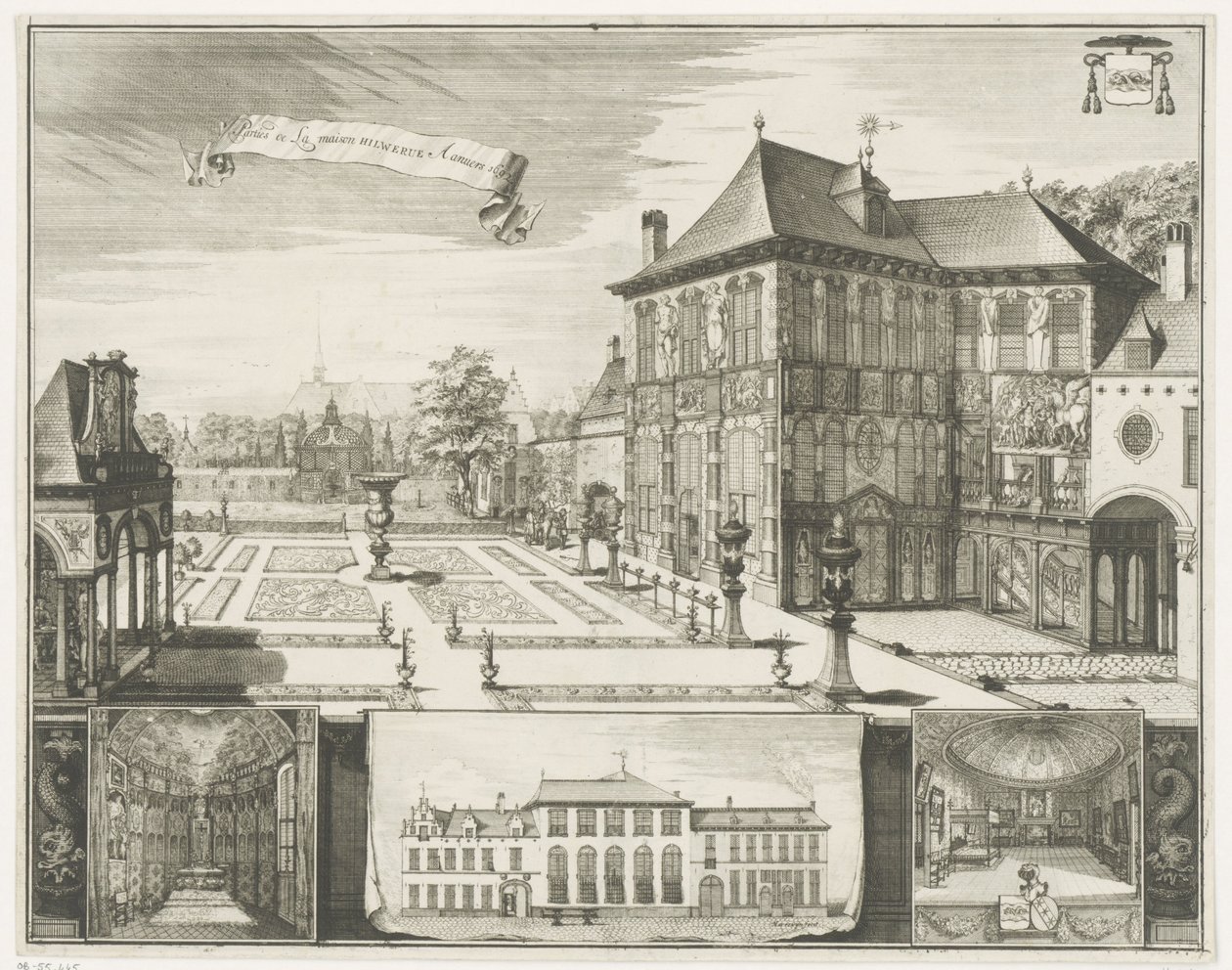 Pohled na Rubensův dům v Antverpách Pohled na dům Hilwerue v Antverpách Party de la maison Hilwerue Aanvers 1692 (název na objektu) od Jacobus Harrewijn