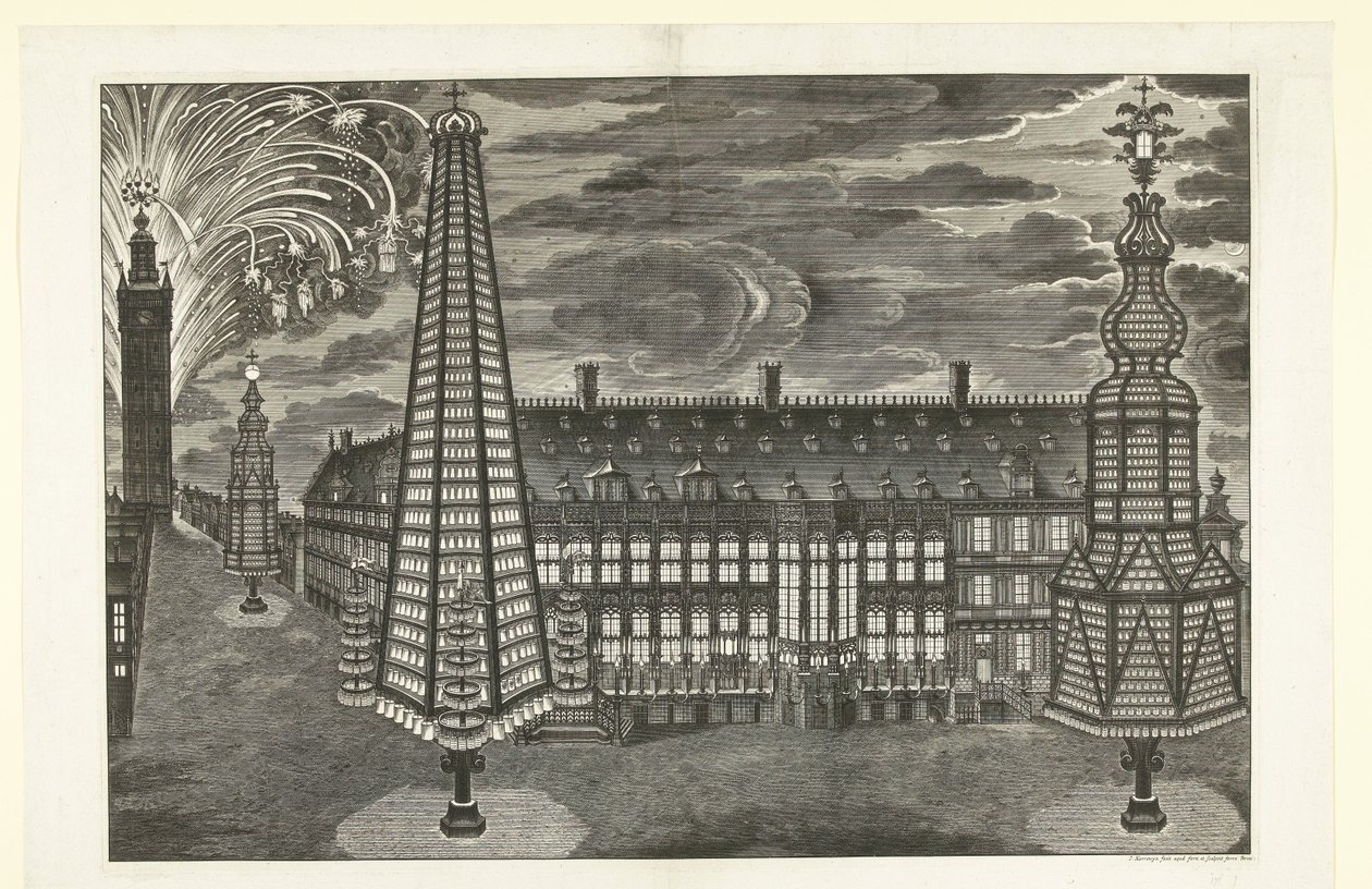 Iluminace a ohňostroj v Gentu, 1717 od Jacobus Harrewijn