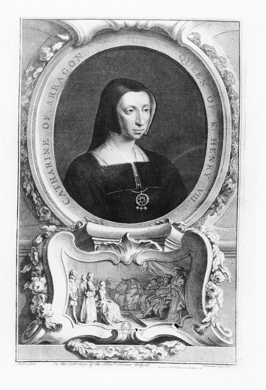 Portrét Kateřiny Aragonské, 1743 od Jacobus Houbracken