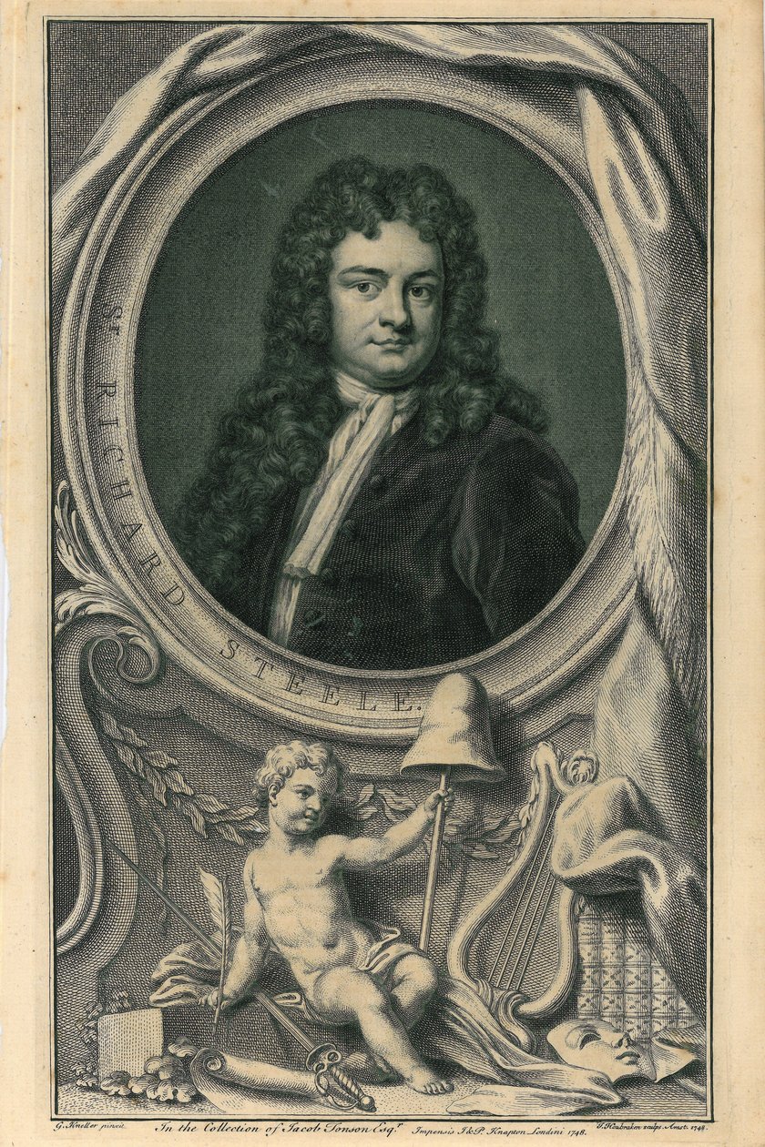 Sir Richard Steele od Jacobus Houbracken