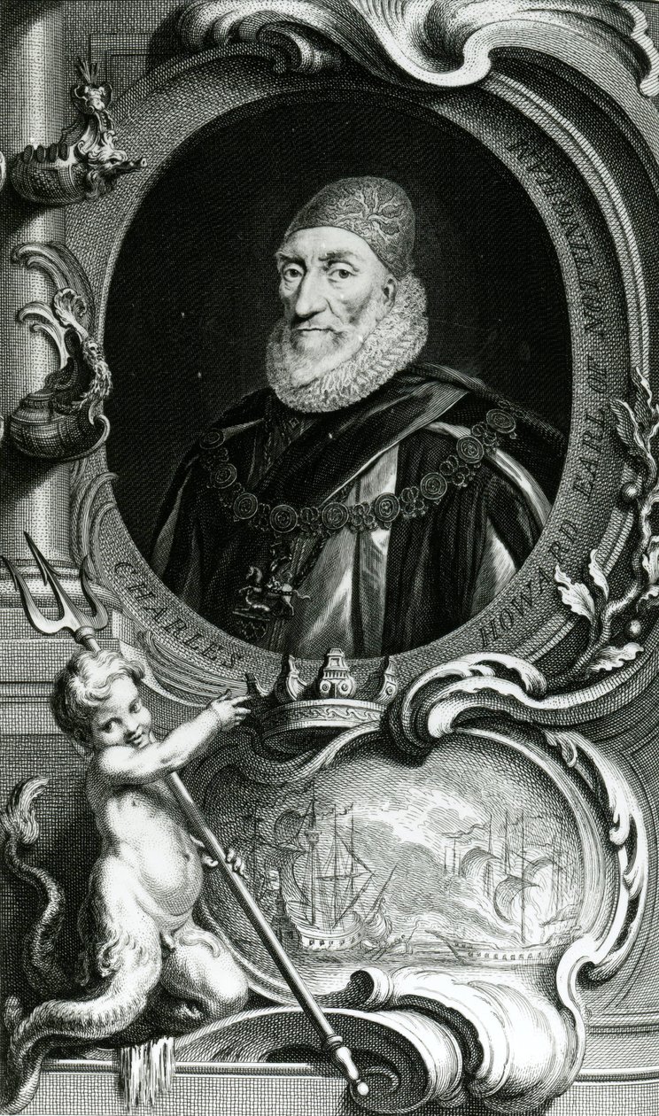 Portrét Charlese Howarda, hraběte z Nottinghamu, ilustrace z knihy "Heads of Illustrious Persons of Great Britain", vyd. Knapton, Londýn 1742. od Jacobus Houbraken