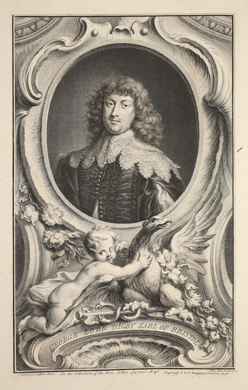 Portrét George, lorda Digbyho, hraběte z Bristolu, ilustrace z knihy "Heads of Illustrious Persons of Great Britain", vyd. Knapton, Londýn 1742. od Jacobus Houbraken