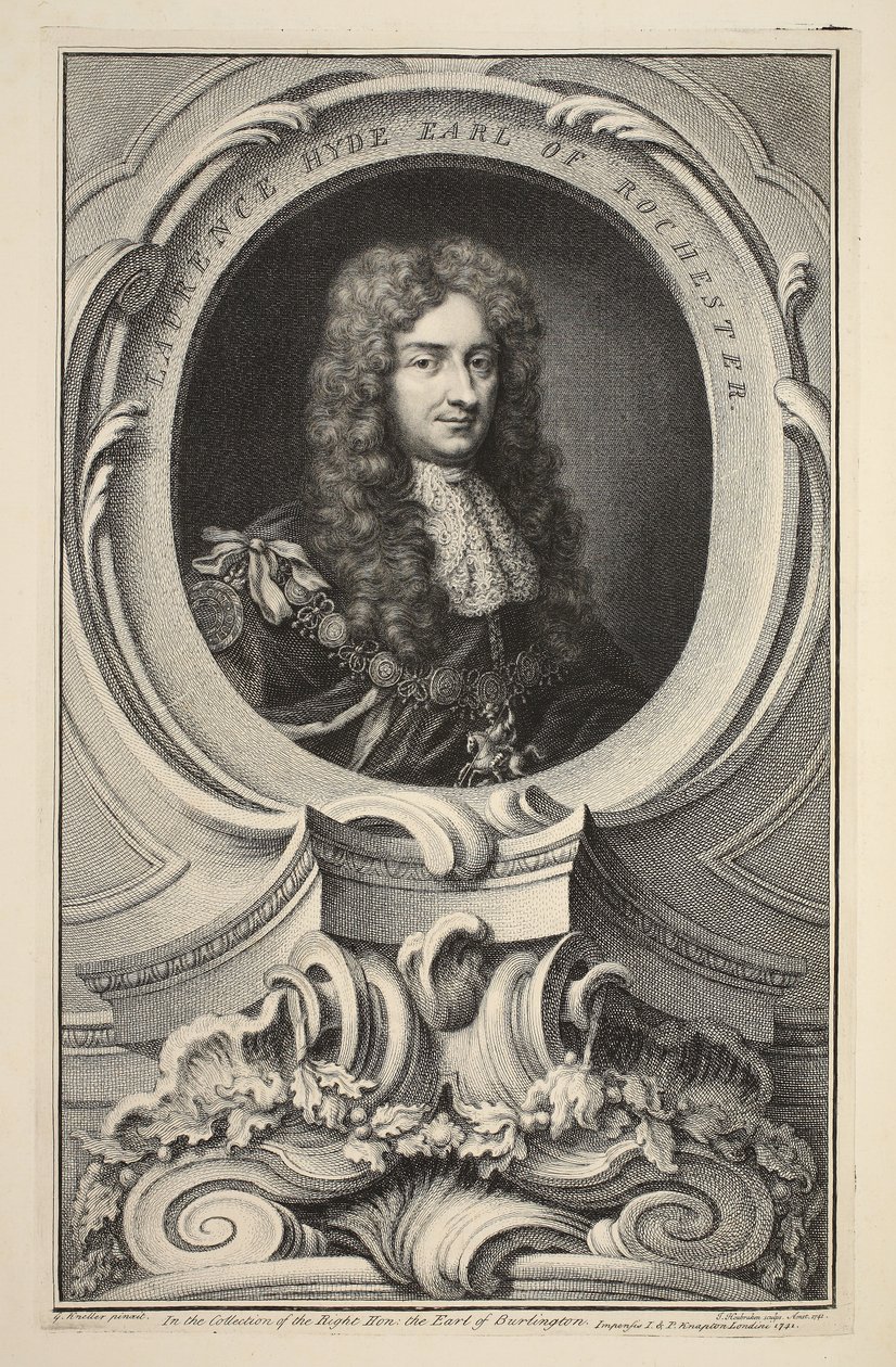 Portrét Laurence Hyda, hraběte z Rochesteru, ilustrace z 