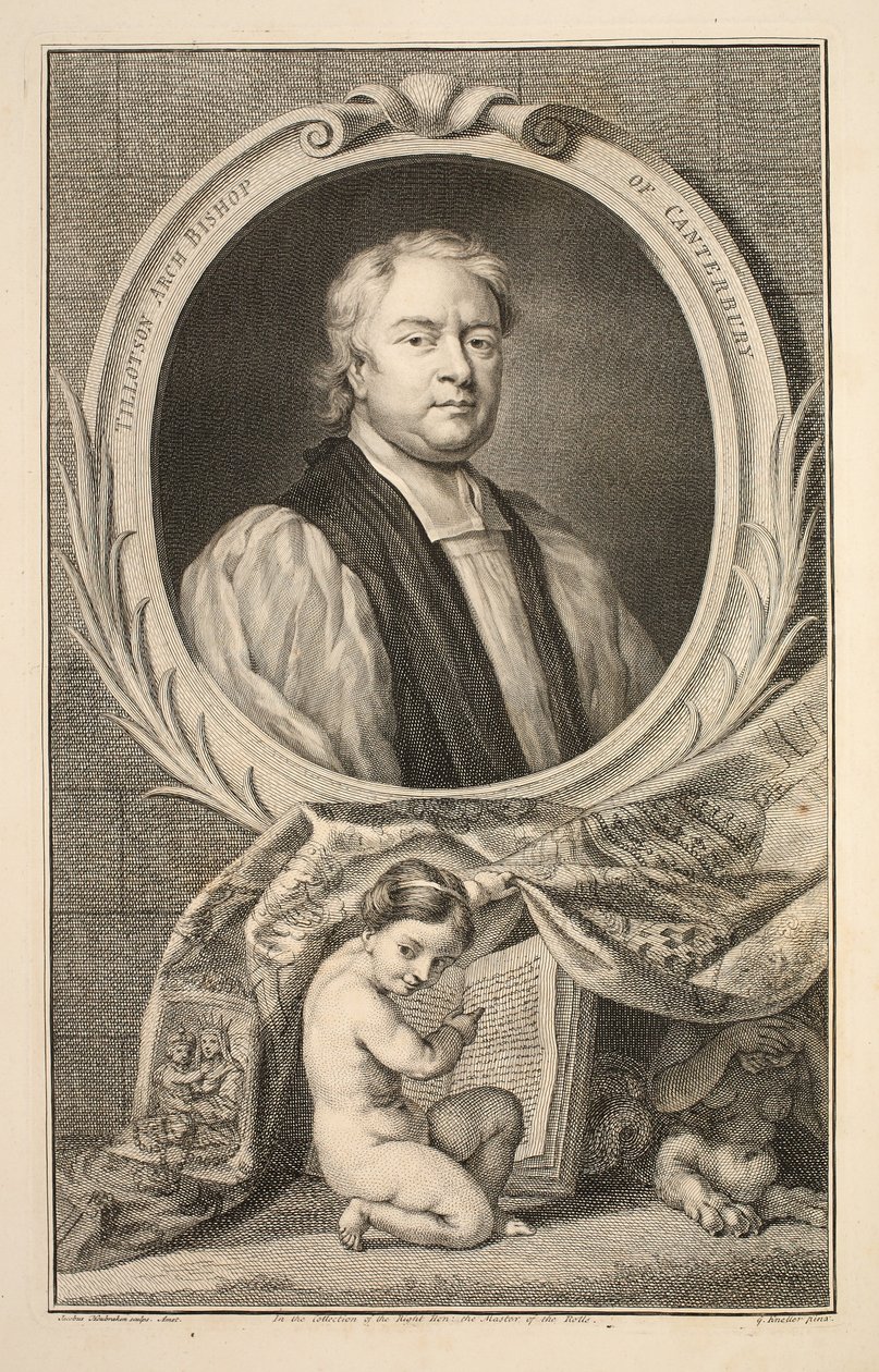 Portrét Tillotsona, arcibiskupa z Canterbury, ilustrace z 
