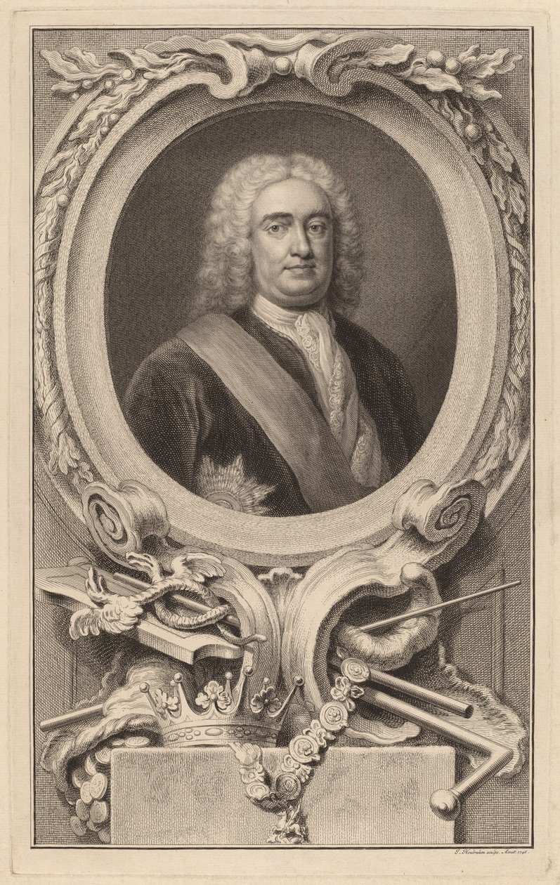 Robert Walpole, první hrabě z Orfordu od Jacobus Houbraken after Arthur Pond