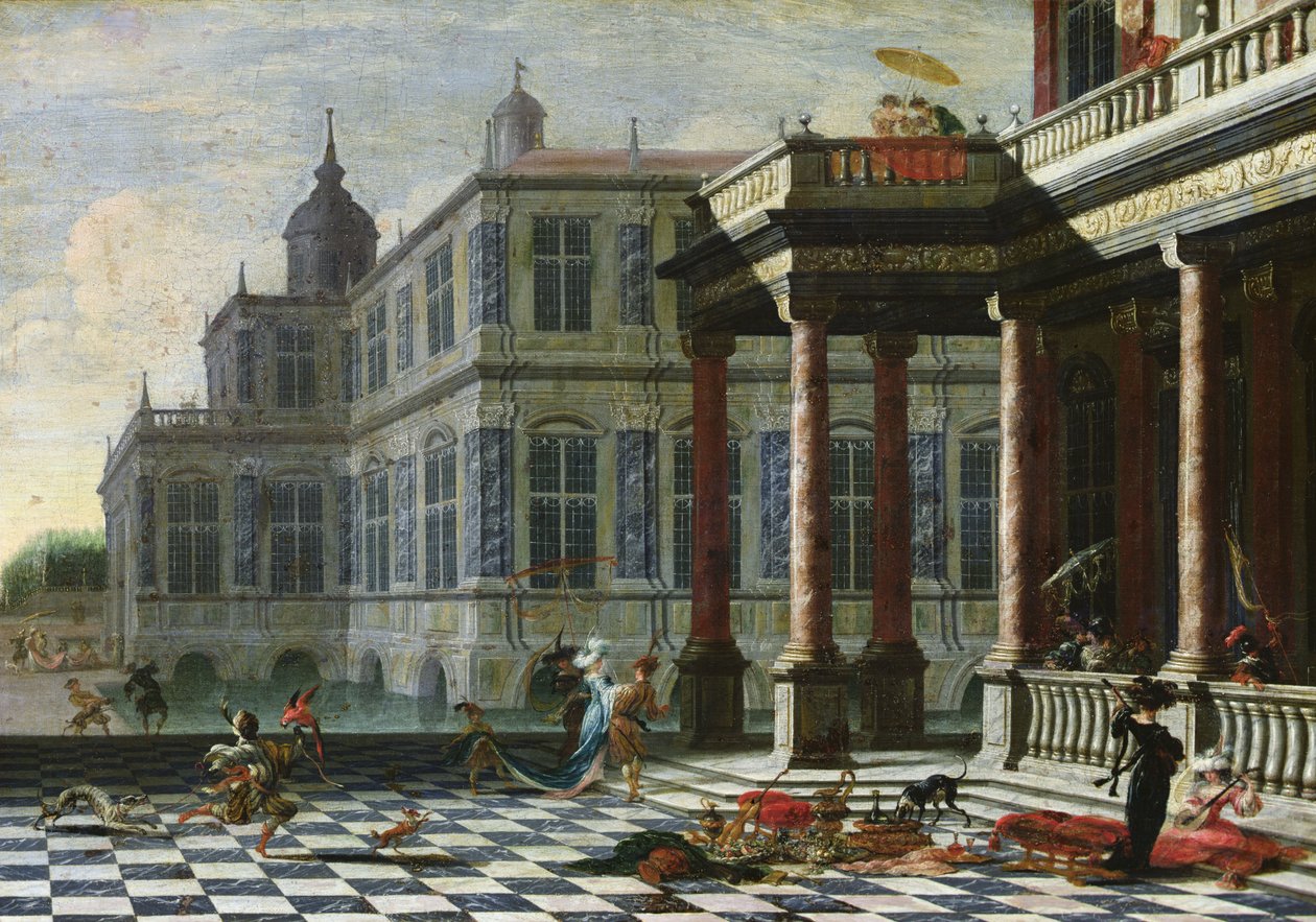 Italský palác s terasou (olej na plátně) od Jacobus Saeys