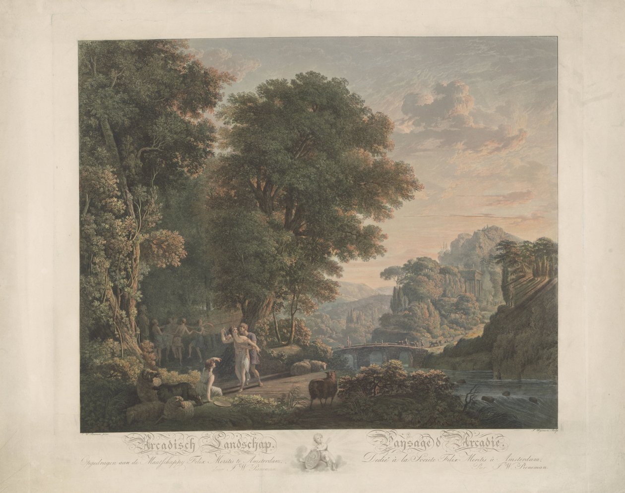 Arcadisch landschap met dansende figuren Arcadisch landschap / Pasage d
