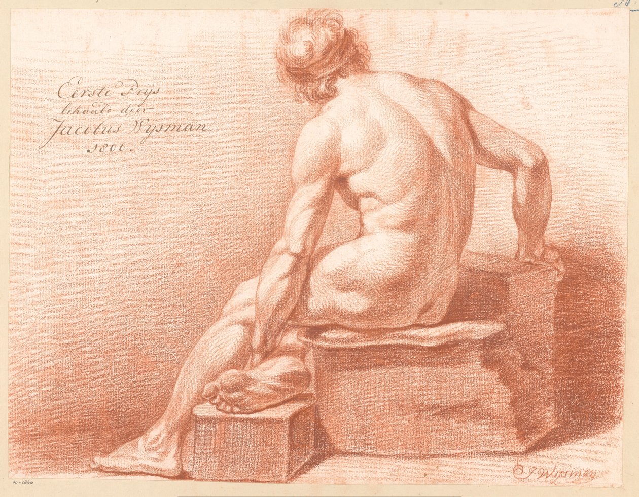 Sedící mužský akt, pohled zezadu (1. cena 1800) od Jacobus Wijsman