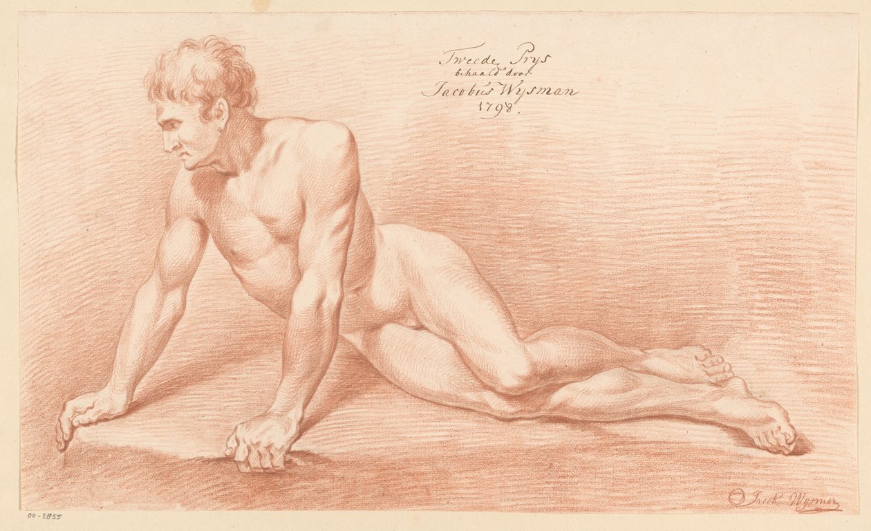 Sedící mužský akt, při pohledu zepředu (2. cena 1798) od Jacobus Wijsman