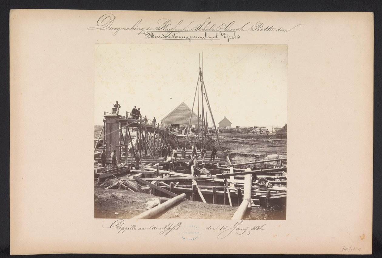 Pod parní čerpací stanicí s Vijzels / Capelle aan den IJssel den 15. června 1868 (název na objektu) Rekultivace jezer v Schieland východně od Rotterdamu (název série na objektu) od Jacobus van Gorkom jr.