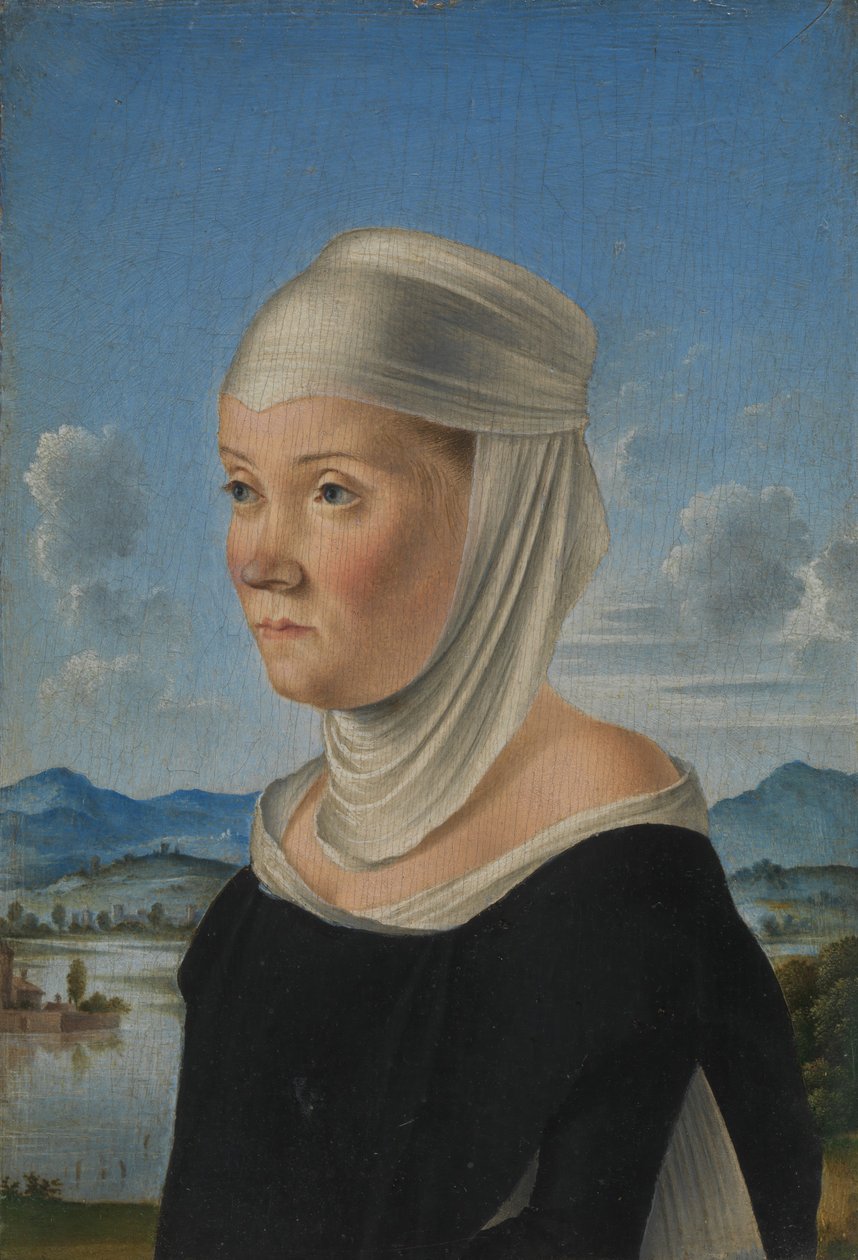 Portrét ženy, možná jeptišky ze San Secondo, verso Scéna v Grisaille, ca. 1485-95. od Jacometto Veneziano