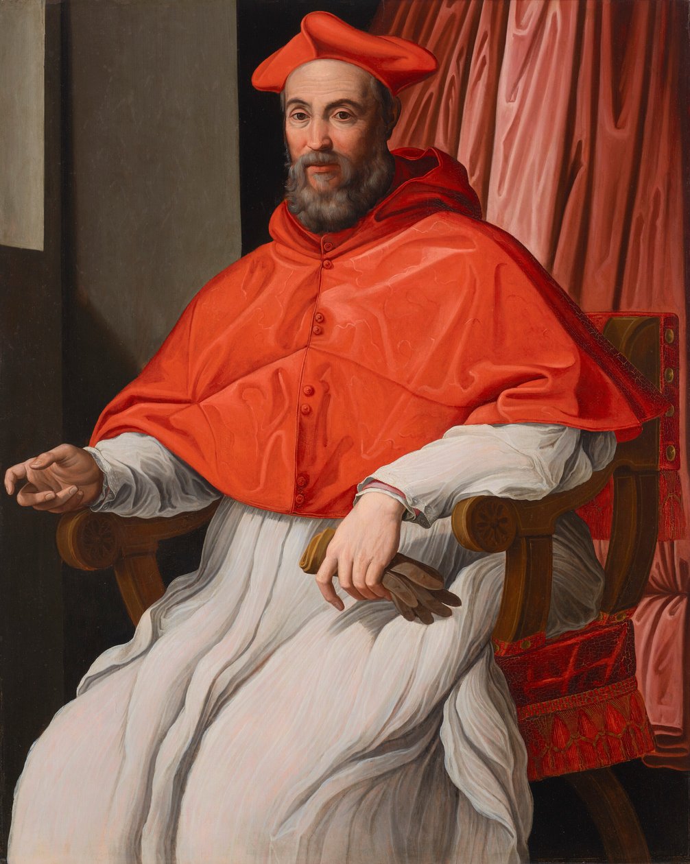 Portrét Niccola Gaddiho (1537-1591), v kardinálském rouchu, s rukavicemi v rukou od Jacopino del Conte
