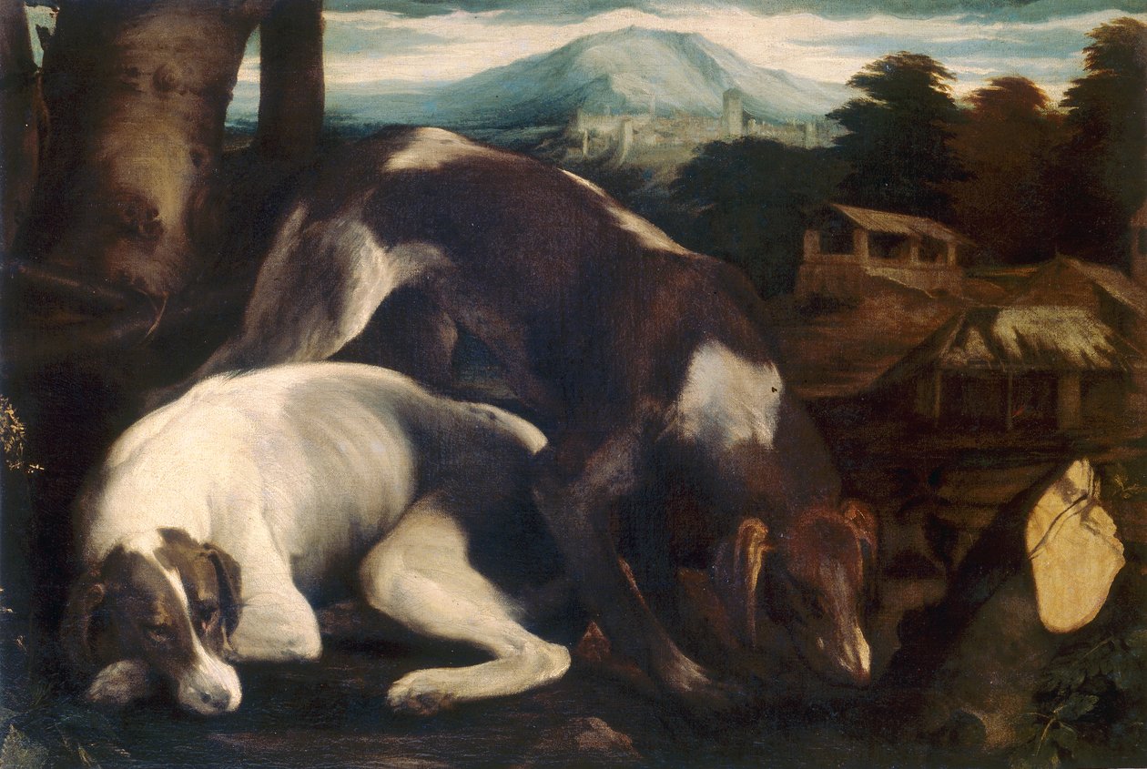 Dva psi od Jacopo Bassano