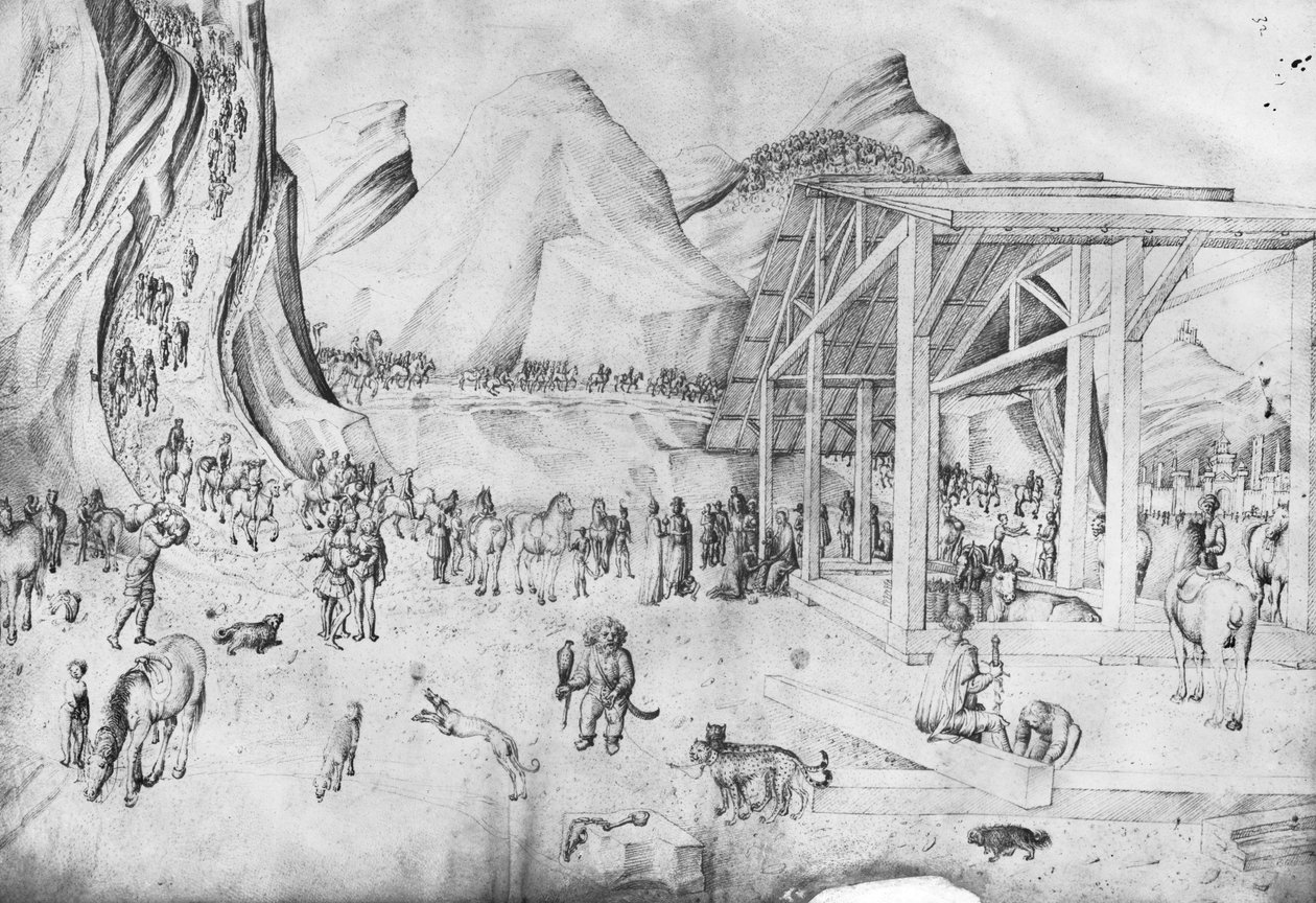 Klanění tří králů, z alba kreseb Jacopa Belliniho (pero a inkoust na pergamenu) od Jacopo Bellini
