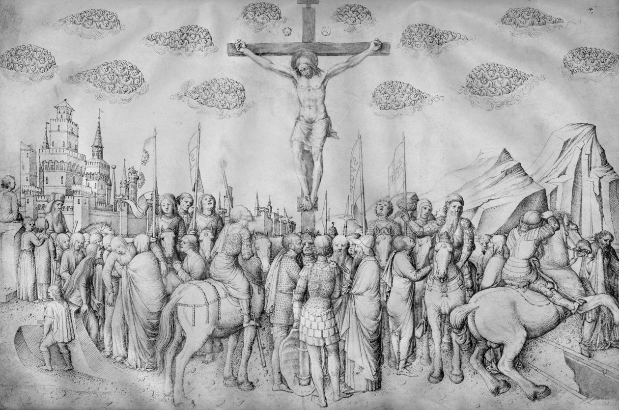Ukřižování, z alba kreseb Jacopa Belliniho (pero a inkoust na pergamenu) od Jacopo Bellini