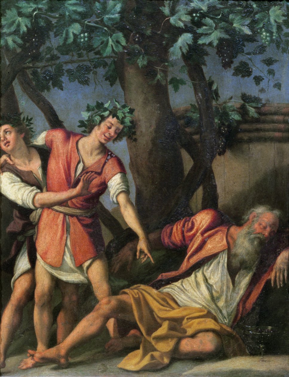 The Drunkenness of Noe (olej na mědi) od Jacopo Chimenti Empoli