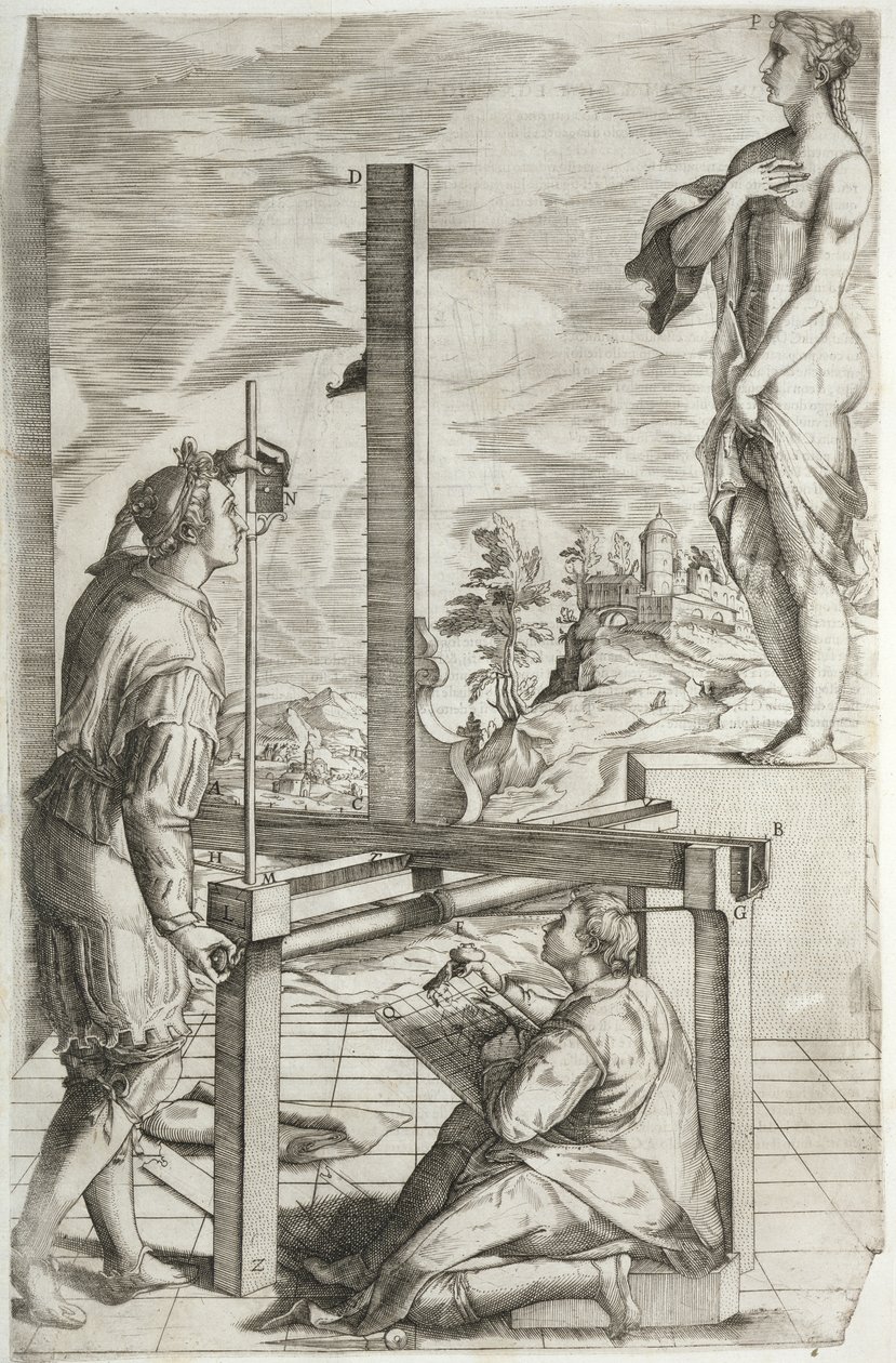 Ilustrace z Vignolovy knihy "Dvě pravidla praktické perspektivy", která byla poprvé publikována v roce 1583. od Jacopo Vignola