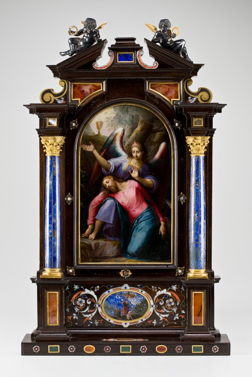 Přenosný oltář v kufříku (Kristus na Olivové hoře), 1608 (kombinovaná technika) od Jacopo Ligozzi