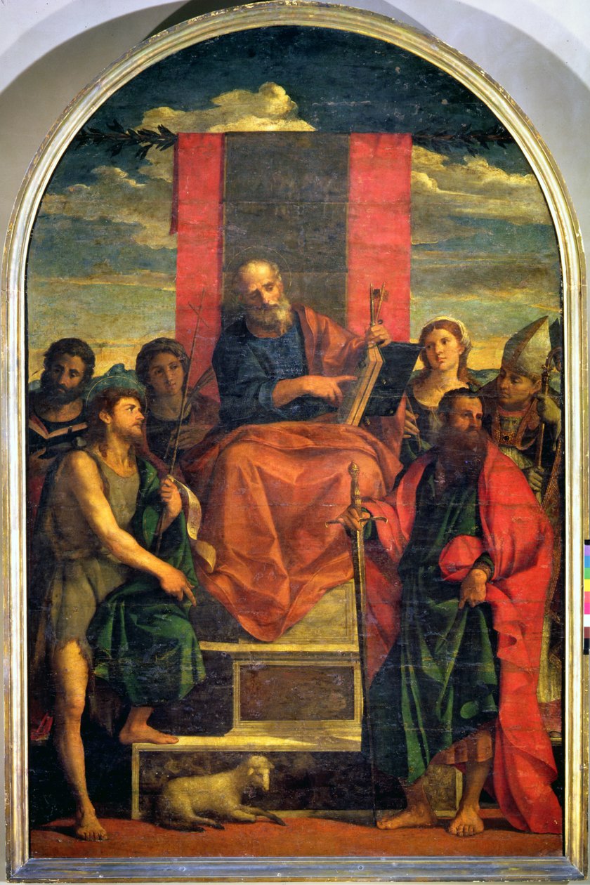 Svatý Petr ověnčený svatými od Jacopo Palma